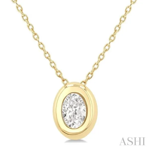 1/3 Ctw Bezel Set Oval Cut Diamond Bubble Fashion Pendant With Chain in 14K Yellow Gold Hart's Jewelers Grants Pass, OR
