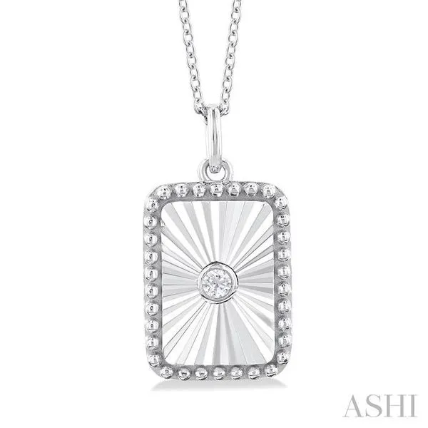 1/20 Ctw Rectangle fluted medallion Round Cut Diamond Pendant With Chain in 10K White Gold Hart's Jewelers Grants Pass, OR