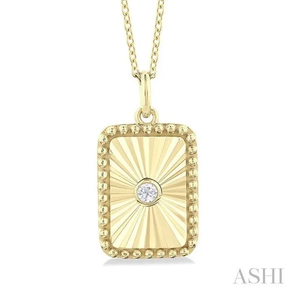 1/20 Ctw Rectangle fluted medallion Round Cut Diamond Pendant With Chain in 10K Yellow Gold Hart's Jewelers Grants Pass, OR