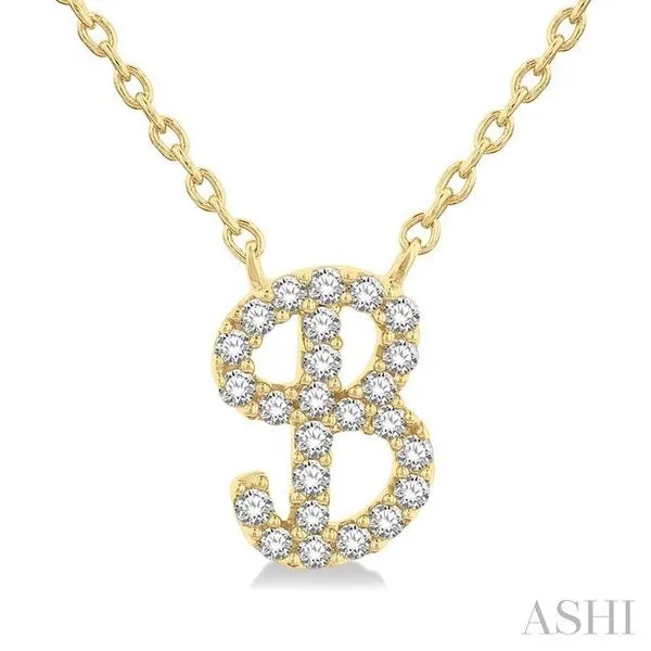 1/10 Ctw Initial 'B' Calligraphy Round Cut Diamond Fashion Pendant With Chain in 14K Yellow Gold Hart's Jewelers Grants Pass, OR
