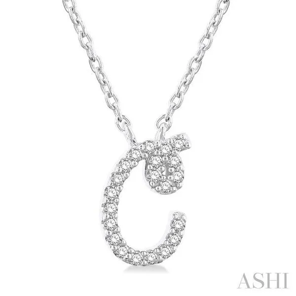 1/20 Ctw Initial 'C' Round cut Diamond Pendant With Chain in 14K White Gold Hart's Jewelers Grants Pass, OR