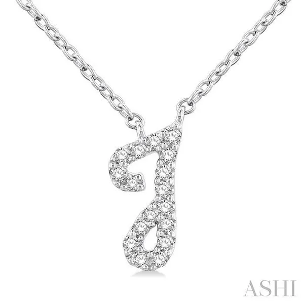 1/20 Ctw Initial 'J' Round cut Diamond Pendant With Chain in 14K White Gold Hart's Jewelers Grants Pass, OR