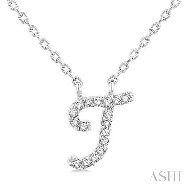 1/20 Ctw Initial 'T' Round cut Diamond Pendant With Chain in 14K White Gold Hart's Jewelers Grants Pass, OR