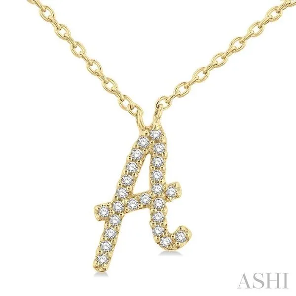 1/20 Ctw Initial 'A' Round cut Diamond Pendant With Chain in 14K Yellow Gold Hart's Jewelers Grants Pass, OR