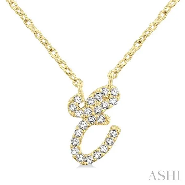 1/20 Ctw Initial 'E' Round cut Diamond Pendant With Chain in 14K Yellow Gold Hart's Jewelers Grants Pass, OR