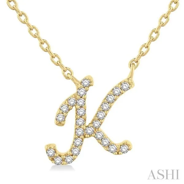 1/20 Ctw Initial 'K' Round cut Diamond Pendant With Chain in 14K Yellow Gold Hart's Jewelers Grants Pass, OR