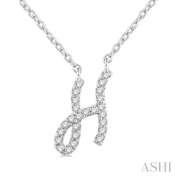 1/20 Ctw Initial 'H' Round cut Diamond Pendant With Chain in 10K White Gold Hart's Jewelers Grants Pass, OR