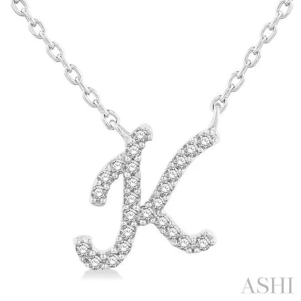1/20 Ctw Initial 'K' Round cut Diamond Pendant With Chain in 10K White Gold Hart's Jewelers Grants Pass, OR
