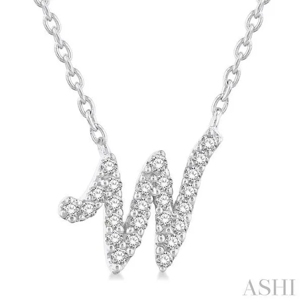 1/10 Ctw Initial 'W' Round cut Diamond Pendant With Chain in 10K White Gold Hart's Jewelers Grants Pass, OR