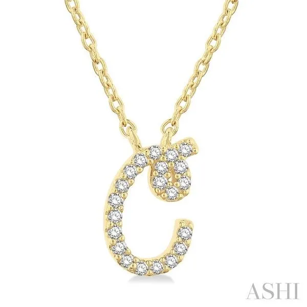 1/20 Ctw Initial 'C' Round cut Diamond Pendant With Chain in 10K Yellow Gold Hart's Jewelers Grants Pass, OR