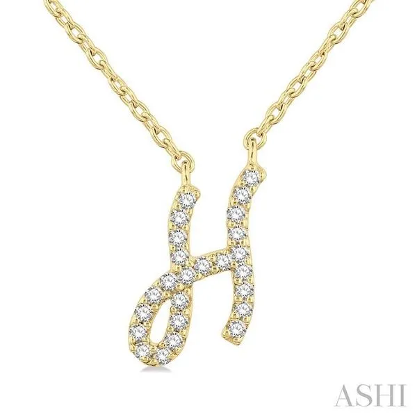 1/20 Ctw Initial 'H' Round cut Diamond Pendant With Chain in 10K Yellow Gold Hart's Jewelers Grants Pass, OR