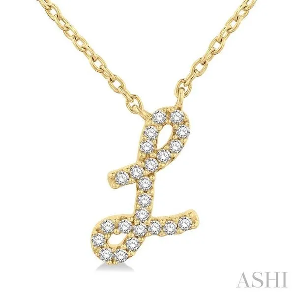 1/20 Ctw Initial 'L' Round cut Diamond Pendant With Chain in 10K Yellow Gold Hart's Jewelers Grants Pass, OR