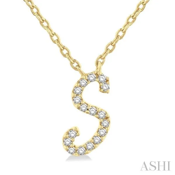 1/20 Ctw Initial 'S' Round cut Diamond Pendant With Chain in 10K Yellow Gold Hart's Jewelers Grants Pass, OR