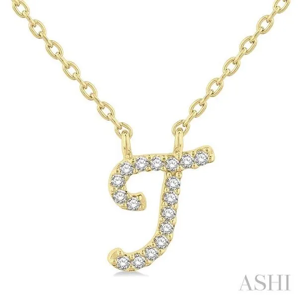 1/20 Ctw Initial 'T' Round cut Diamond Pendant With Chain in 10K Yellow Gold Hart's Jewelers Grants Pass, OR