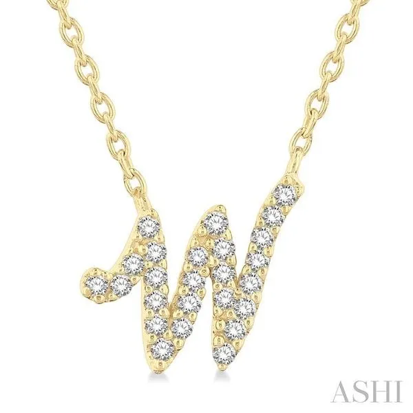 1/10 Ctw Initial 'W' Round cut Diamond Pendant With Chain in 10K Yellow Gold Hart's Jewelers Grants Pass, OR