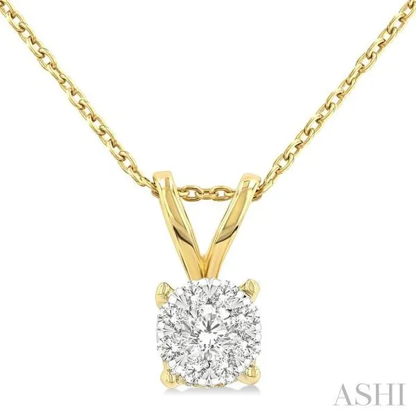 1/3 Ctw Lovebright Chevron Bail Round Cut Diamond Solitaire Pendant With Chain in 14K Yellow and White Gold Hart's Jewelers Grants Pass, OR