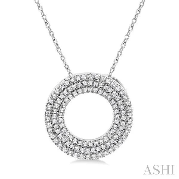 1/3 Ctw Circle Triple Row Round Cut Diamond Fashion Pendant With Chain in 10K White Gold Hart's Jewelers Grants Pass, OR
