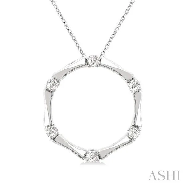 1/4 Ctw Petite Bamboo Shoot Inspired Round Cut Diamond Fashion Pendant With Chain in 14K White Gold Hart's Jewelers Grants Pass, OR