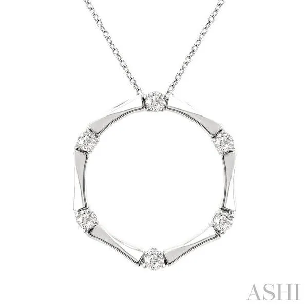 1/10 Ctw Petite Bamboo Shoot Inspired Round Cut Diamond Fashion Pendant With Chain in 10K White Gold Hart's Jewelers Grants Pass, OR