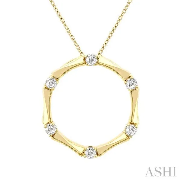1/10 Ctw Petite Bamboo Shoot Inspired Round Cut Diamond Fashion Pendant With Chain in 10K Yellow Gold Hart's Jewelers Grants Pass, OR
