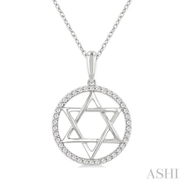 1/6 Ctw Star of David Single Cut Diamond Circle Fashion Pendant With Chain in 10K White Gold Hart's Jewelers Grants Pass, OR