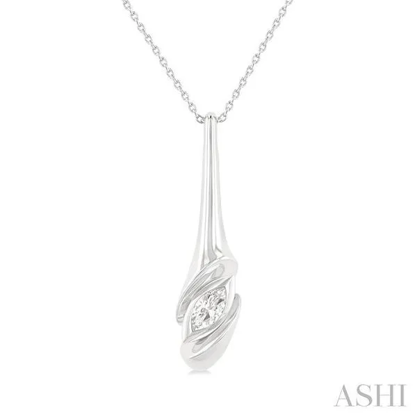 1/3 Ctw Swirl Accent Elongated Teardrop Marquise Cut Diamond Fashion Pendant With Chain in 14K White Gold Hart's Jewelers Grants Pass, OR