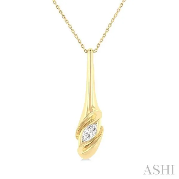 1/3 Ctw Swirl Accent Elongated Teardrop Marquise Cut Diamond Fashion Pendant With Chain in 14K Yellow Gold Hart's Jewelers Grants Pass, OR