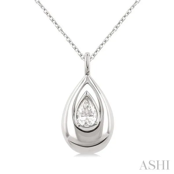 1/4 Ctw Teardrop Pear Cut Diamond Fashion Pendant With Chain in 14K White Gold Hart's Jewelers Grants Pass, OR