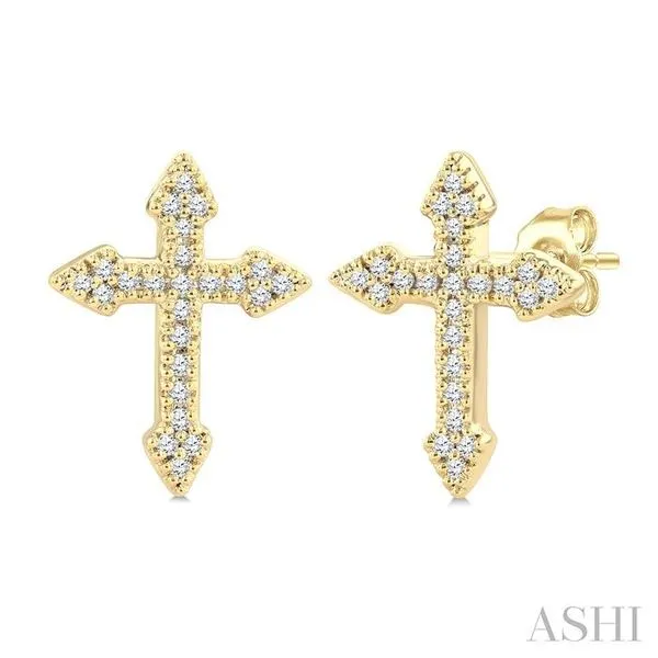 1/6 Ctw Single Cut Diamond Cross Petite Fashion Earrings in 10K Yellow Gold Hart's Jewelers Grants Pass, OR