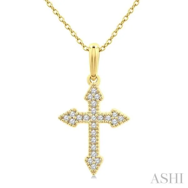 1/8 Ctw Single Cut Diamond Cross Petite Pendant With Chain in 10K Yellow Gold Hart's Jewelers Grants Pass, OR