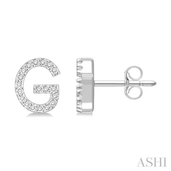 1/8 Ctw Initial 'G' Round Cut Diamond Earrings in 10K White Gold Hart's Jewelers Grants Pass, OR