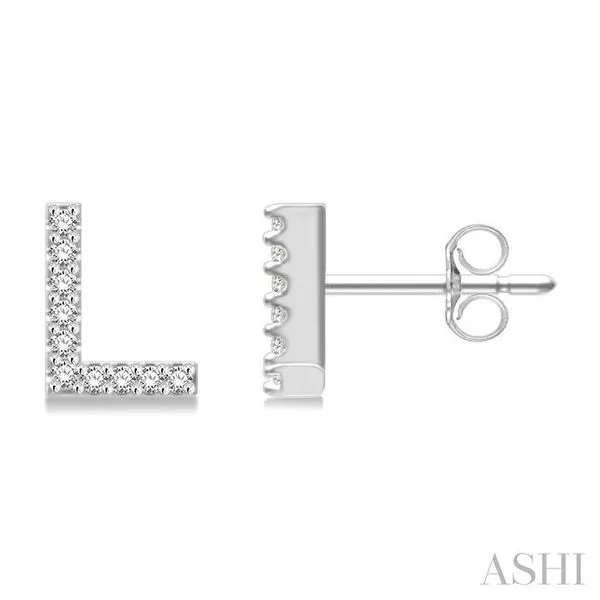 1/10 Ctw Initial 'L' Round Cut Diamond Earrings in 10K White Gold Hart's Jewelers Grants Pass, OR