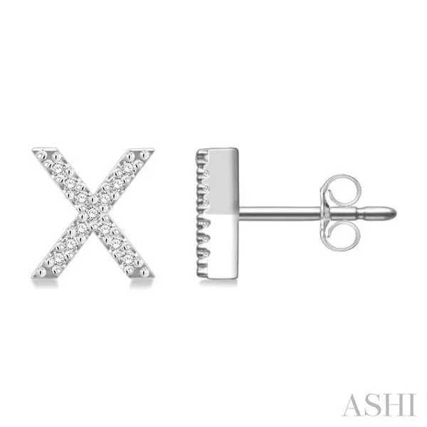 1/10 Ctw Initial 'X' Round Cut Diamond Earrings in 10K White Gold Hart's Jewelers Grants Pass, OR