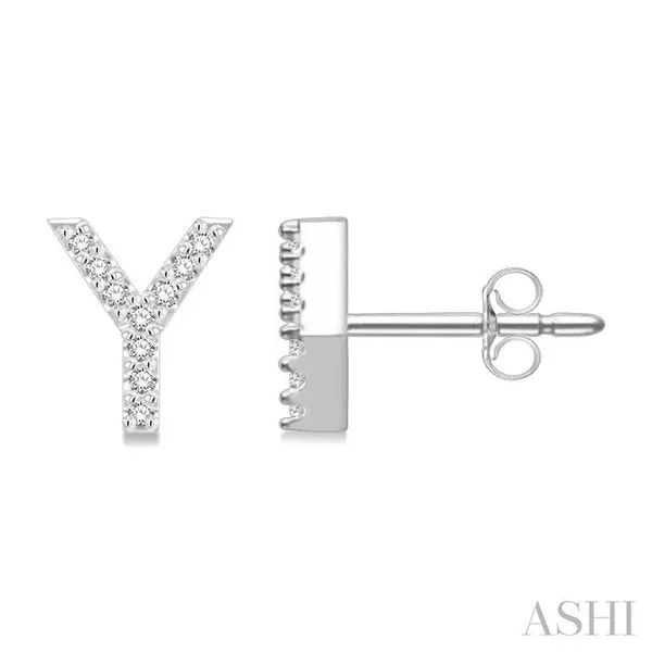 1/10 Ctw Initial 'Y' Round Cut Diamond Earrings in 10K White Gold Hart's Jewelers Grants Pass, OR