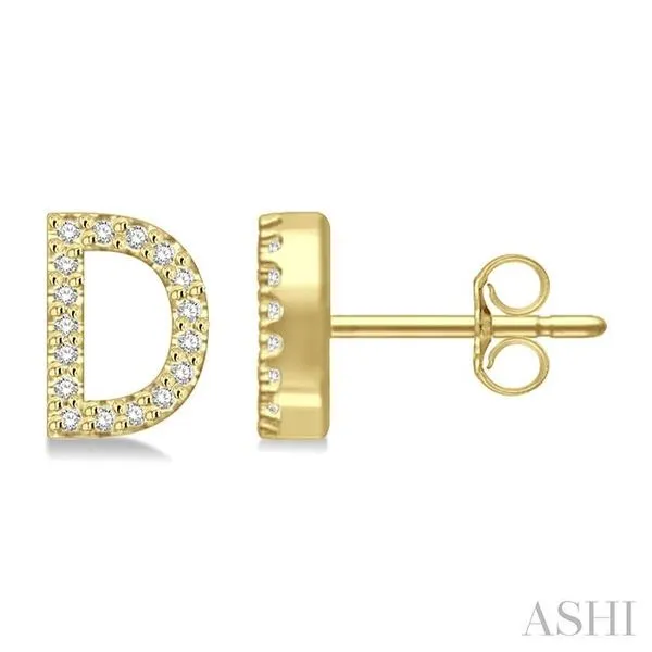 1/10 Ctw Initial 'D' Round Cut Diamond Earrings in 10K Yellow Gold Hart's Jewelers Grants Pass, OR