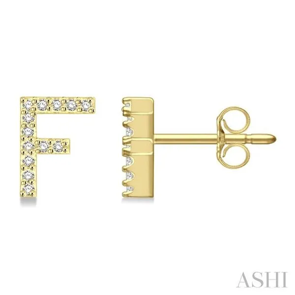 1/10 Ctw Initial 'F' Round Cut Diamond Earrings in 10K Yellow Gold Hart's Jewelers Grants Pass, OR