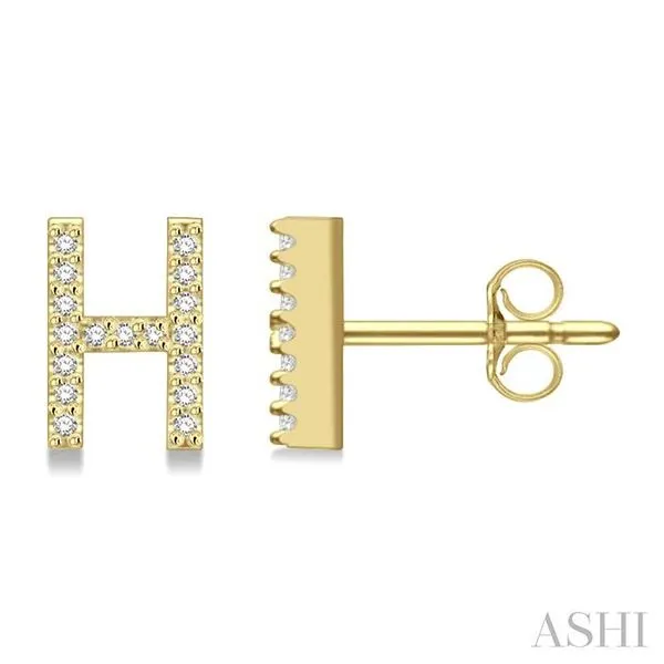 1/10 Ctw Initial 'H' Round Cut Diamond Earrings in 10K Yellow Gold Hart's Jewelers Grants Pass, OR