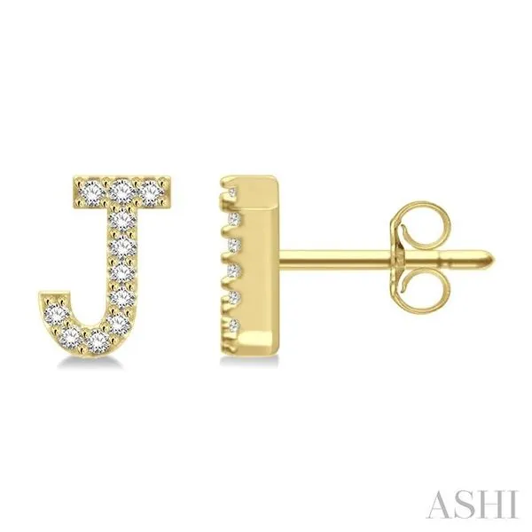 1/10 Ctw Initial 'J' Round Cut Diamond Earrings in 10K Yellow Gold Hart's Jewelers Grants Pass, OR