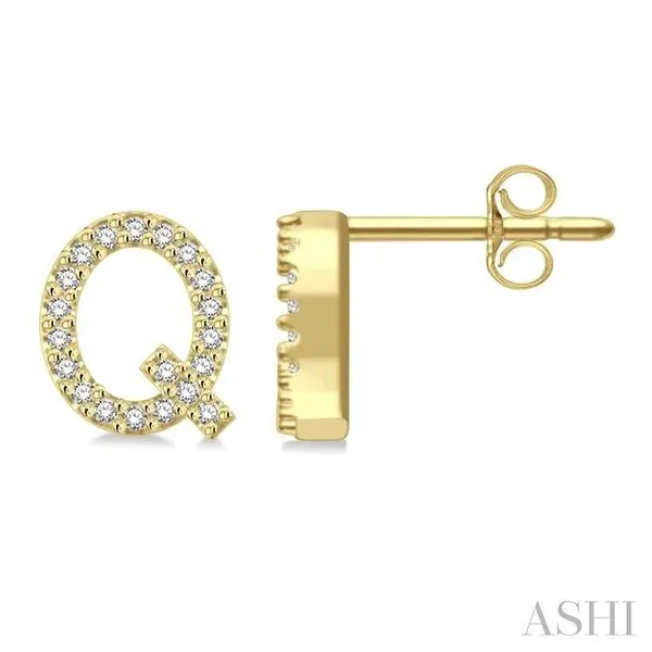 1/8 Ctw Initial 'Q' Round Cut Diamond Earrings in 10K Yellow Gold Hart's Jewelers Grants Pass, OR