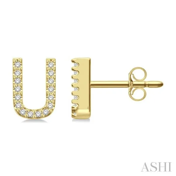 1/10 Ctw Initial 'U' Round Cut Diamond Earrings in 10K Yellow Gold Hart's Jewelers Grants Pass, OR