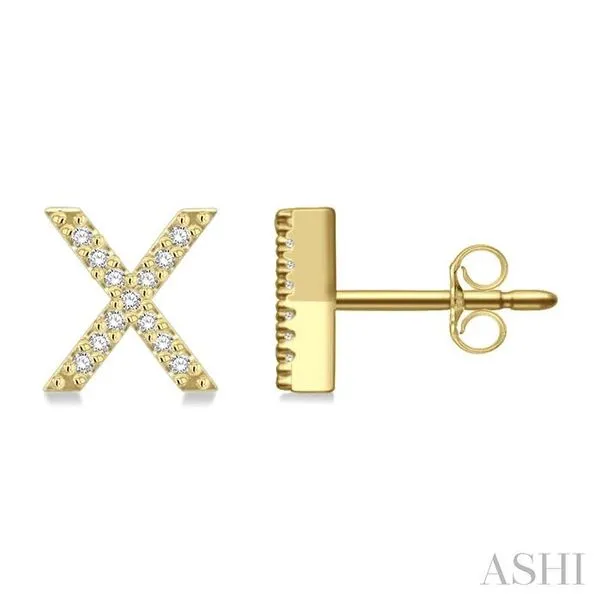 1/10 Ctw Initial 'X' Round Cut Diamond Earrings in 10K Yellow Gold Hart's Jewelers Grants Pass, OR