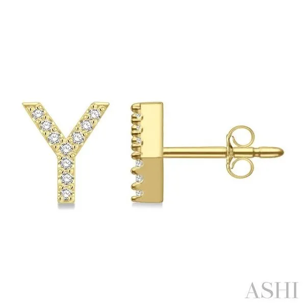 1/10 Ctw Initial 'Y' Round Cut Diamond Earrings in 10K Yellow Gold Hart's Jewelers Grants Pass, OR
