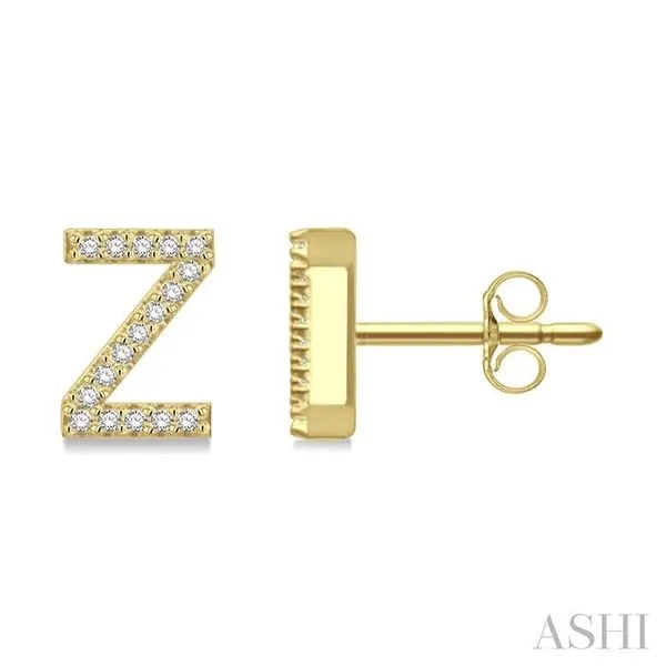 1/10 Ctw Initial 'Z' Round Cut Diamond Earrings in 10K Yellow Gold Hart's Jewelers Grants Pass, OR