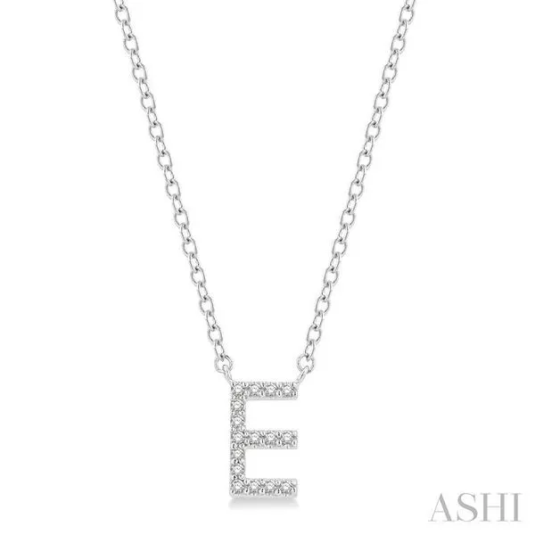 1/20 Ctw Initial 'E' Round Cut Diamond Pendant With Chain in 14K White Gold Hart's Jewelers Grants Pass, OR
