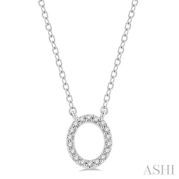 1/20 Ctw Initial 'O' Round Cut Diamond Pendant With Chain in 14K White Gold Hart's Jewelers Grants Pass, OR