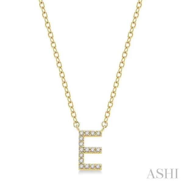 1/20 Ctw Initial 'E' Round Cut Diamond Pendant With Chain in 14K Yellow Gold Hart's Jewelers Grants Pass, OR