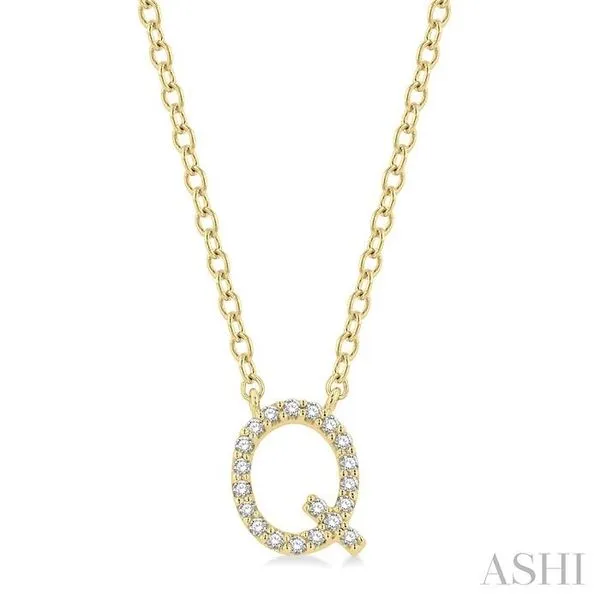 1/20 ctw Initial 'Q' Round Cut Diamond Pendant With Chain in 14K Yellow Gold Hart's Jewelers Grants Pass, OR