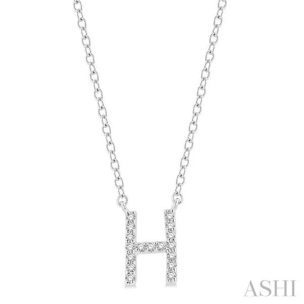 1/20 Ctw Initial 'H' Round Cut Diamond Pendant With Chain in 10K White Gold Hart's Jewelers Grants Pass, OR