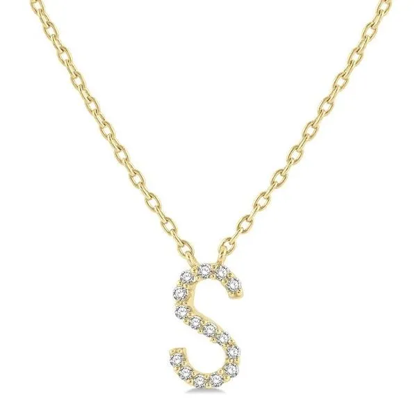 1/20 Ctw Initial 'S' Round Cut Diamond Pendant With Chain in 10K Yellow Gold Hart's Jewelers Grants Pass, OR