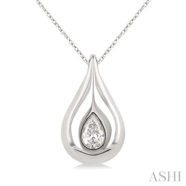 1/4 Ctw Teardrop Pear Cut Diamond Fashion Pendant With Chain in 14K White Gold Hart's Jewelers Grants Pass, OR